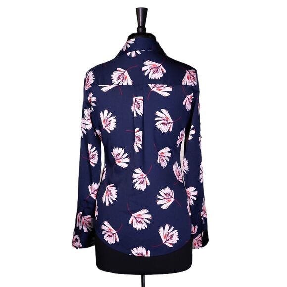 Express Women's Shirt Portofino Button Up Floral Slim Fit Colorful Blouse Top M - Picture 2 of 8